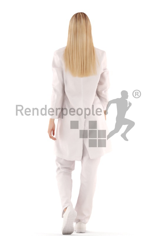 3d people doctor, white 3d woman walking