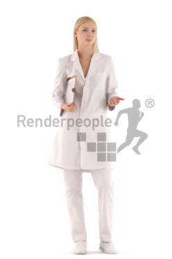 3d people doctor, white 3d woman standing