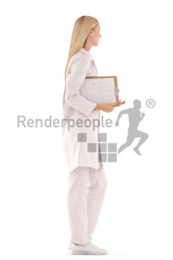 3d people doctor, white 3d woman standing
