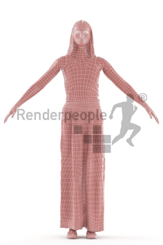 Rigged human 3D model by Renderpeople – european female in casual summer look