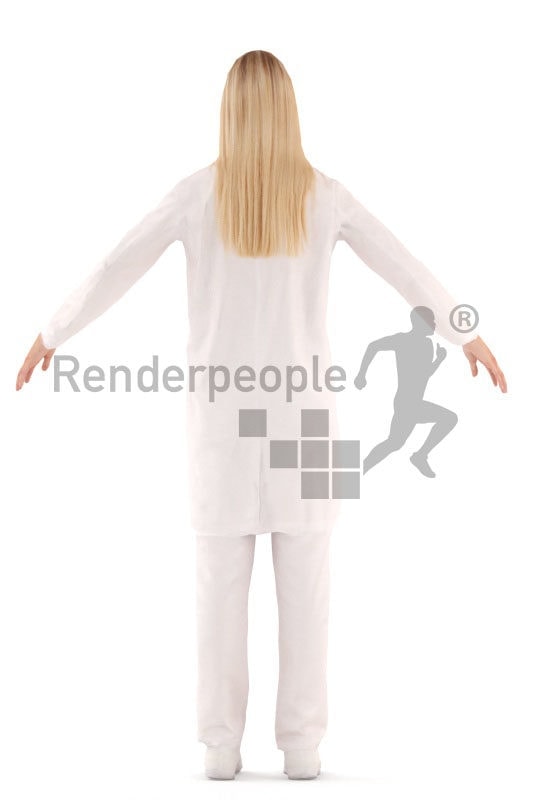 3d people healthcare, rigged woman in A Pose