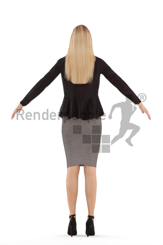 3d people business, 3d white woman rigged
