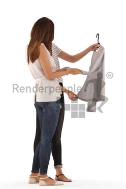 3d people casual, white 3d women standing talking about a shirt