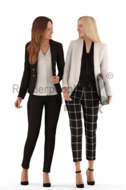 3d people business, white 3d women walking and talking