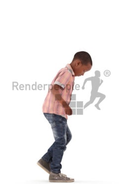 3d people casual, black 3d kid jumping and playing hopscotch
