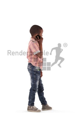 3d people casual, black 3d kid calling someone