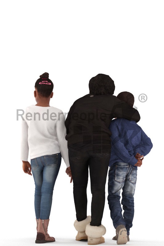3d people. casual, family standing together