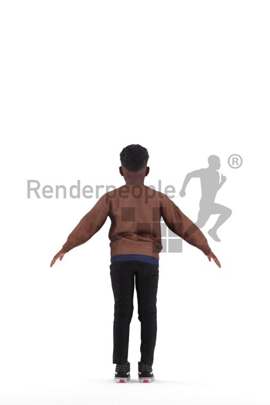 Rigged 3D People model for Maya and Cinema 4D – Black boy, casual style
