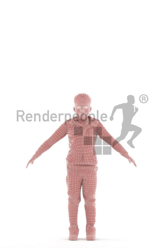 3d people casual, 3d black kid/boy rigged
