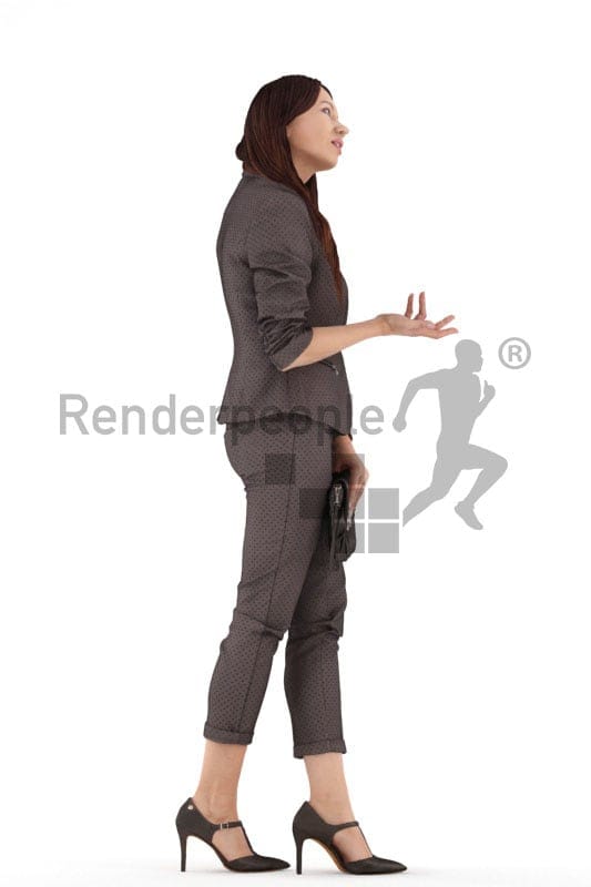 3d people casual, 3d woman walking and holding her bag
