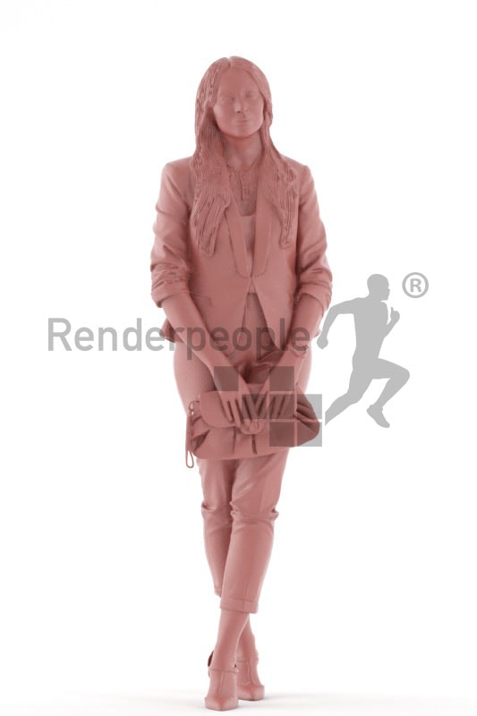 3d people business, 3d woman holding purse