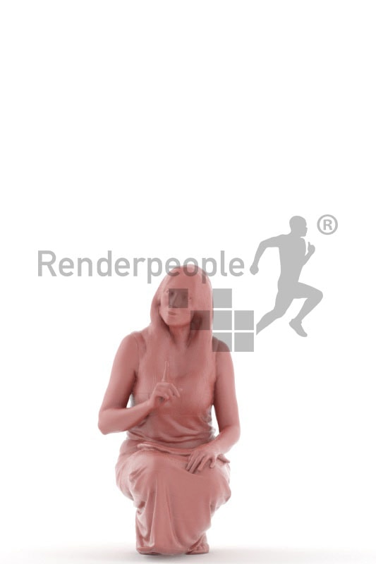 3d people casual, crouching 3d woman arguing