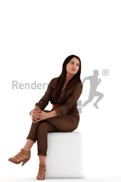 3d people business, 3d woman sitting typing