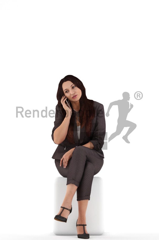 3d people business, 3d woman sitting and calling