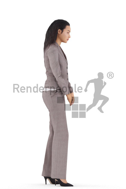 3D People model for animations – european woman in business look, standing