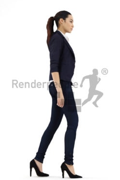 3d people business, attractive 3d woman walking