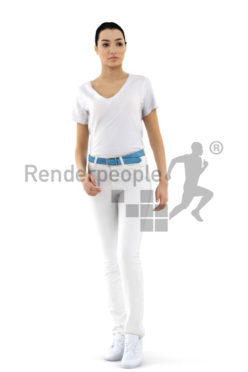 3d people service, attractive 3d woman standing