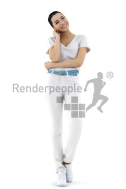3d people service, attractive 3d woman smiling