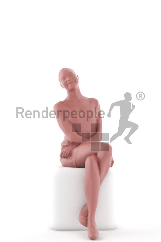 3d people casual, attractive 3d woman sitting and smiling