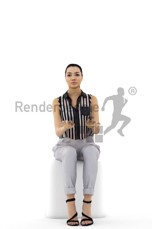 3d people business, attractive 3d woman sitting and typing