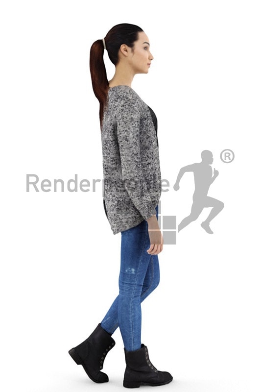 3d people casual, attractive 3d woman walking