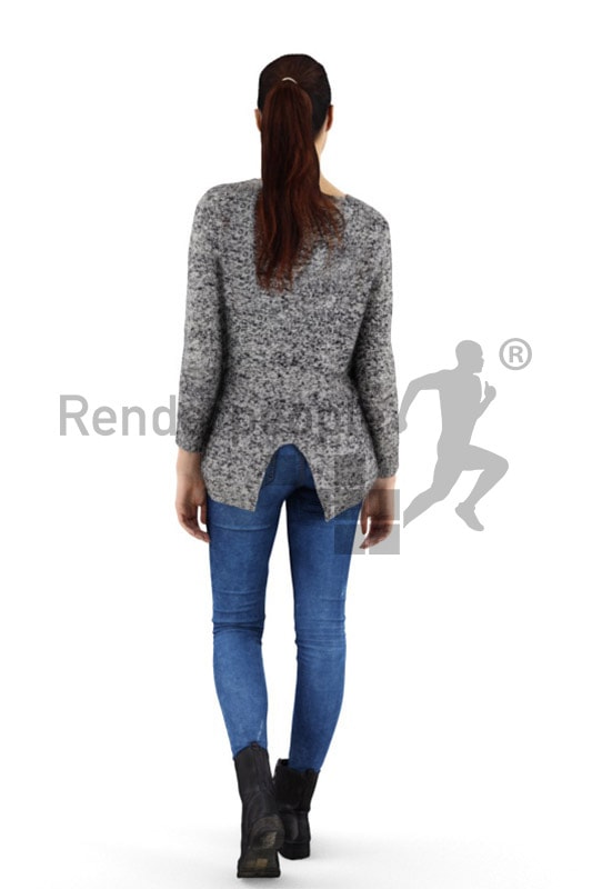 3d people casual, attractive 3d woman walking