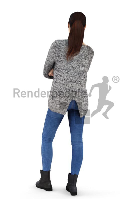 3d people casual, attractive 3d woman crossing her arms and smiling