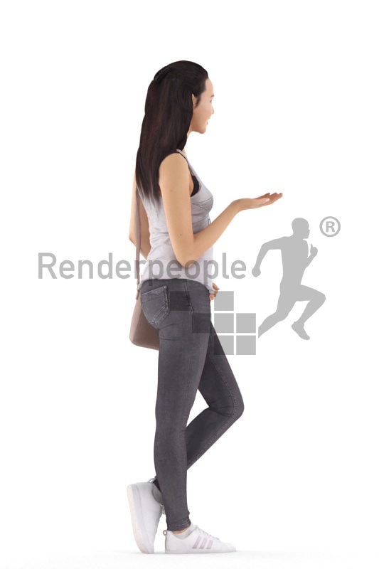3d people casual, white 3d woman standing and talking