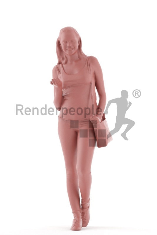 3d people casual, white 3d woman standing and talking