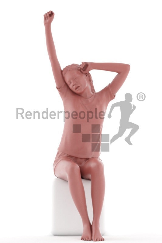 3d people sleepwear, attractive 3d woman sitting and yawning