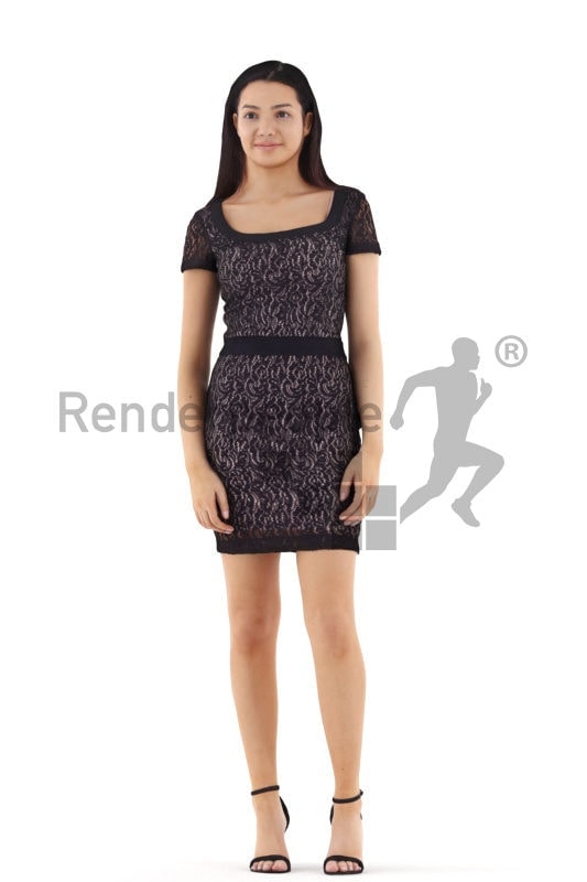 3d people event, attractive 3d woman standing