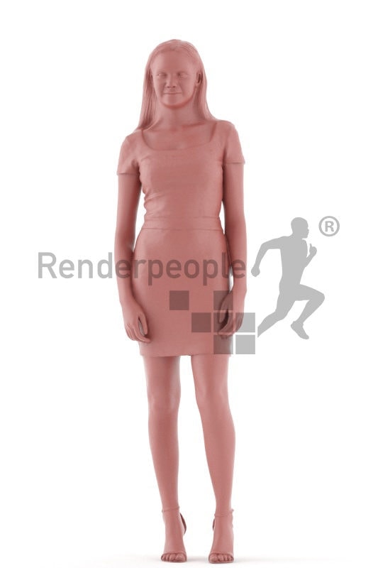 3d people event, attractive 3d woman standing
