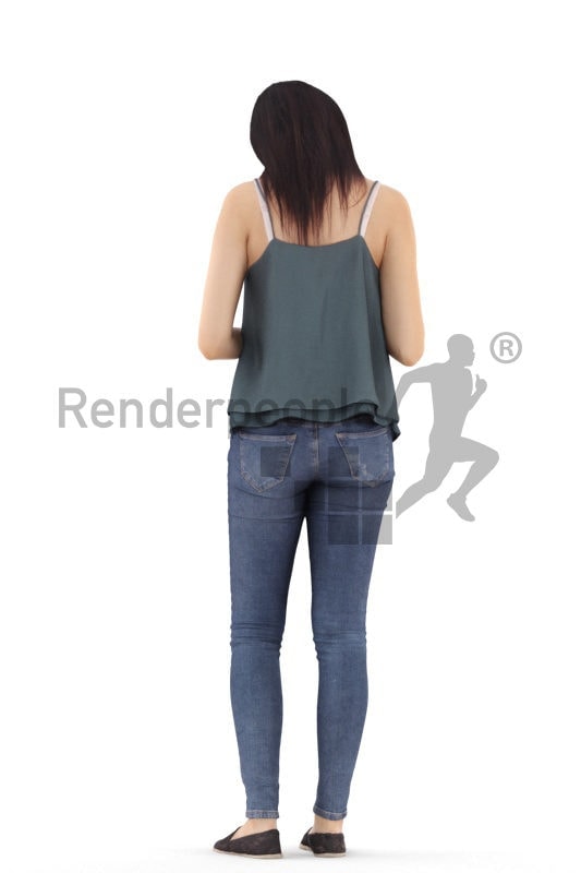 3d people casual, attractive 3d woman standing and shopping shoes