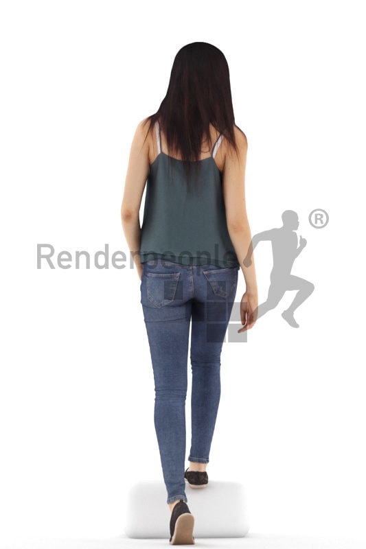 3d people casual, attractive 3d woman walking upstairs