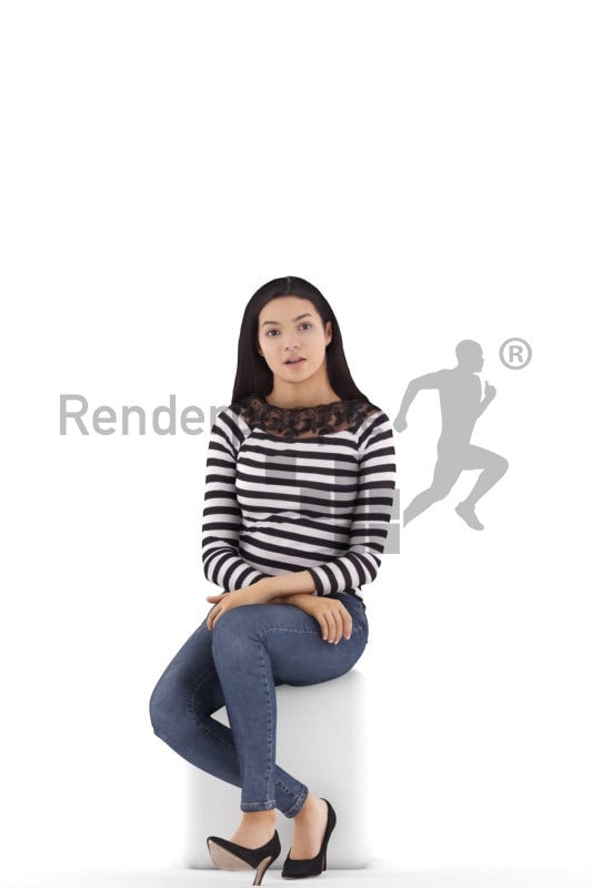3d people casual, attractive 3d woman sitting
