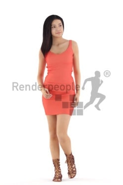 3d people event, attractive 3d woman walking