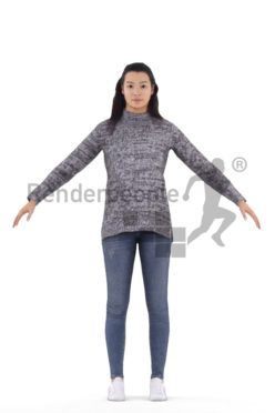 Rigged 3D People model for Maya and 3ds Max – black woman in a casual style