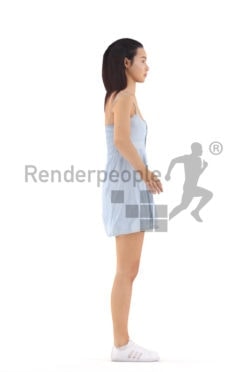 Rigged human 3D model by Renderpeople – hispanic female in a casual summer dress