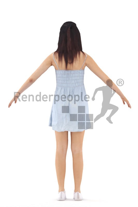 Rigged human 3D model by Renderpeople – hispanic female in a casual summer dress