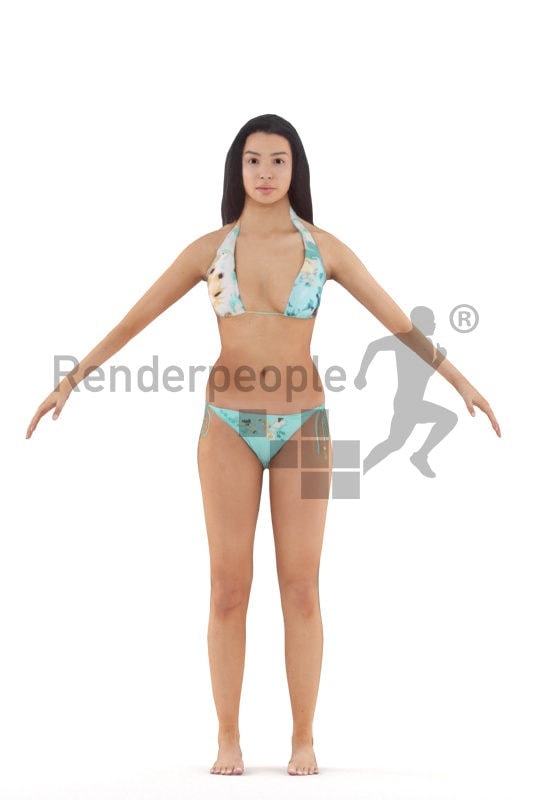 Rigged 3D People model for Maya and Cinema 4D – black female in swimm wear
