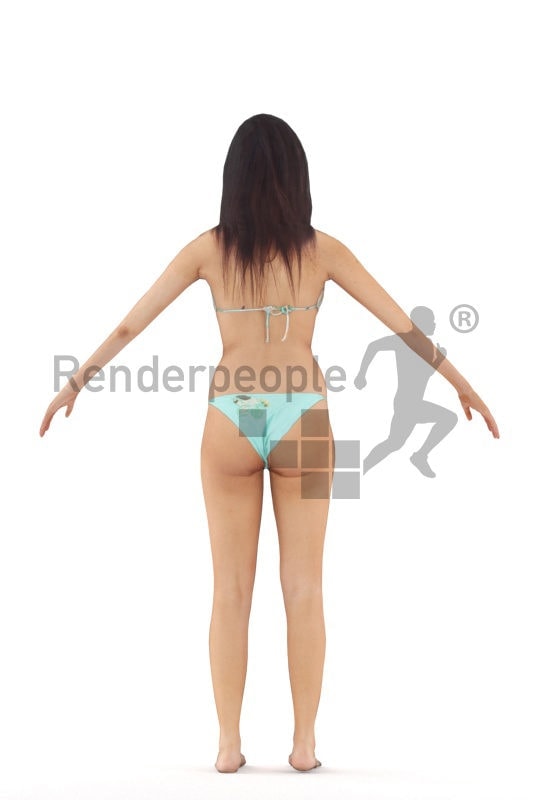 Rigged 3D People model for Maya and Cinema 4D – black female in swimm wear
