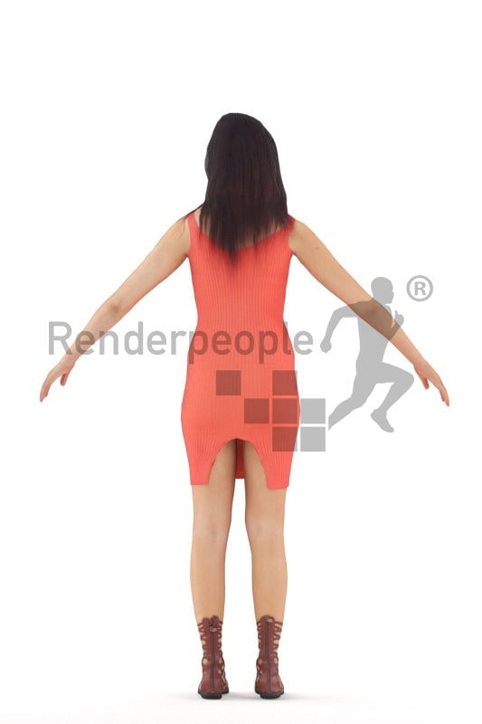 Rigged 3D People model for Maya and Cinema 4D – black woman in a dress