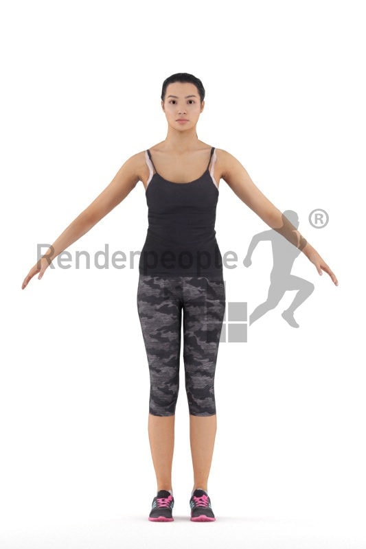 Rigged 3D People model for Maya and 3ds Max – hispanic woman in sports outfit