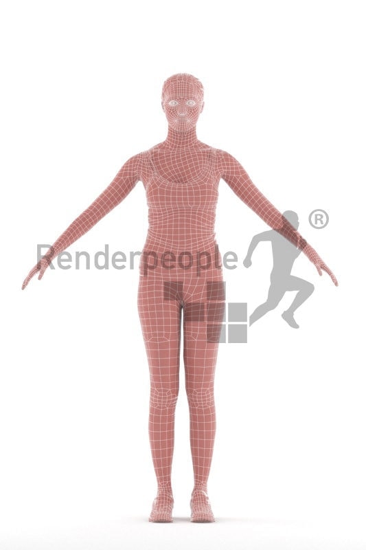 Rigged 3D People model for Maya and 3ds Max – hispanic woman in sports outfit