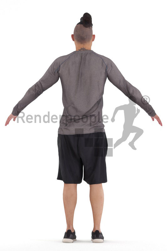 Rigged and retopologized 3D People model – asian man in sportswear