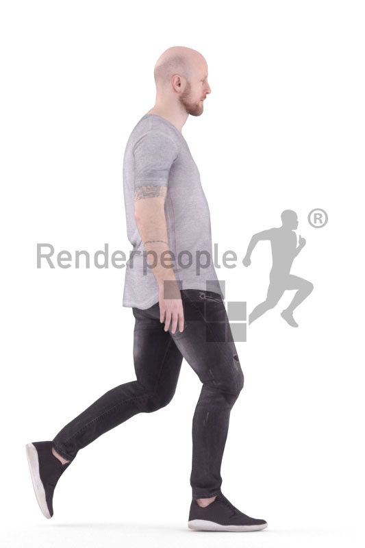 3D People model for animations – white male in daily outfit,walking