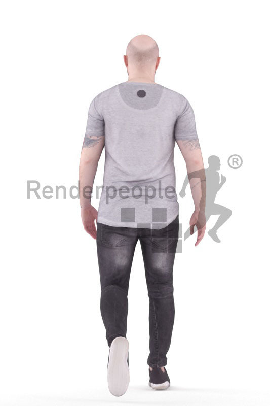 3D People model for animations – white male in daily outfit,walking