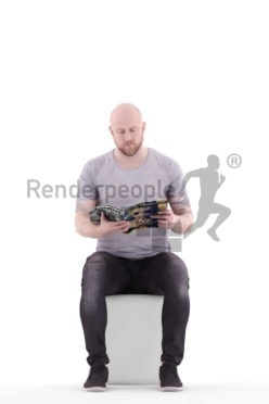 3d people casual, white 3d woman sitting and reading