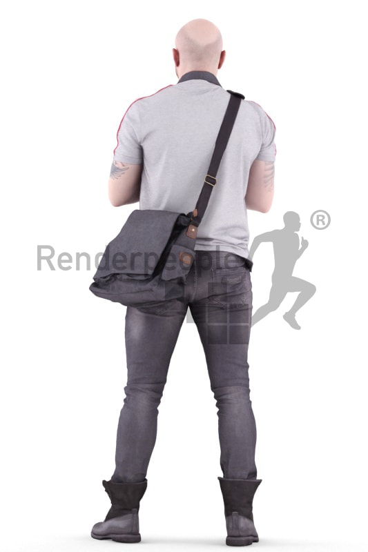 3d people casual, white 3d man standing with camera