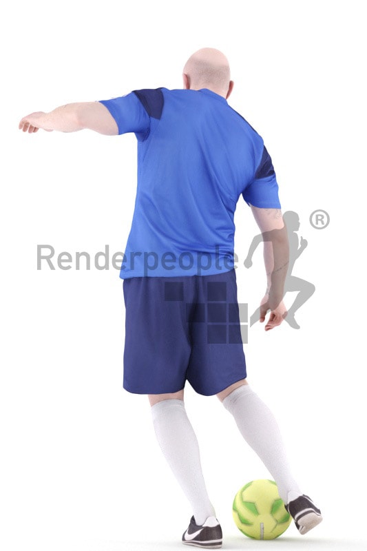 3d people sports, white 3d man playing soccer